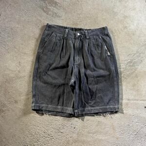 Tactics Black Baggy Wide Leg Jean Shorts